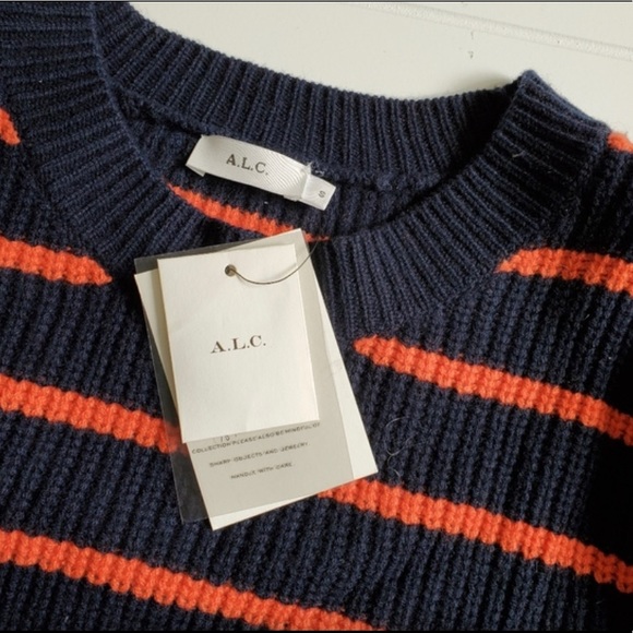 A.L.C. Navy Orange Striped Portland Sweater - Picture 1 of 5